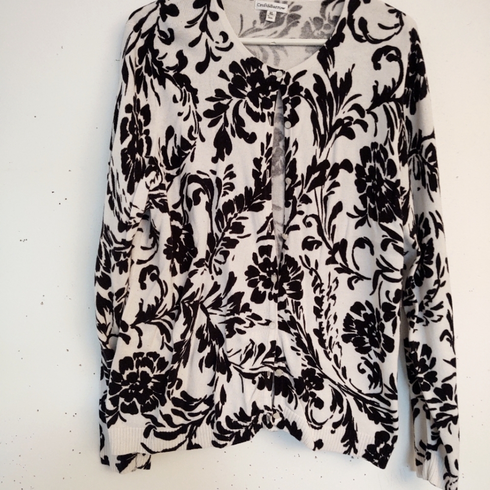 Black and white cardigan sweater